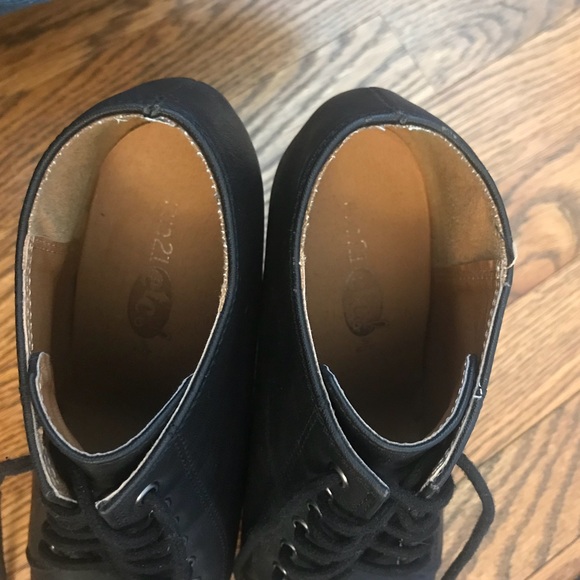 Faux Leather Wedge Booties Lace Up Hidden Heel - Picture 8 of 8